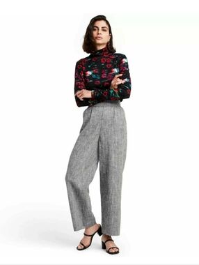 Rachel Comey x Target High Rise Wide Leg Pants Grey Chevron Linen Blend Size 2